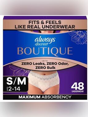Always Discreet Boutique Adult Postpartum Incontinence Underwear Small Medium 48